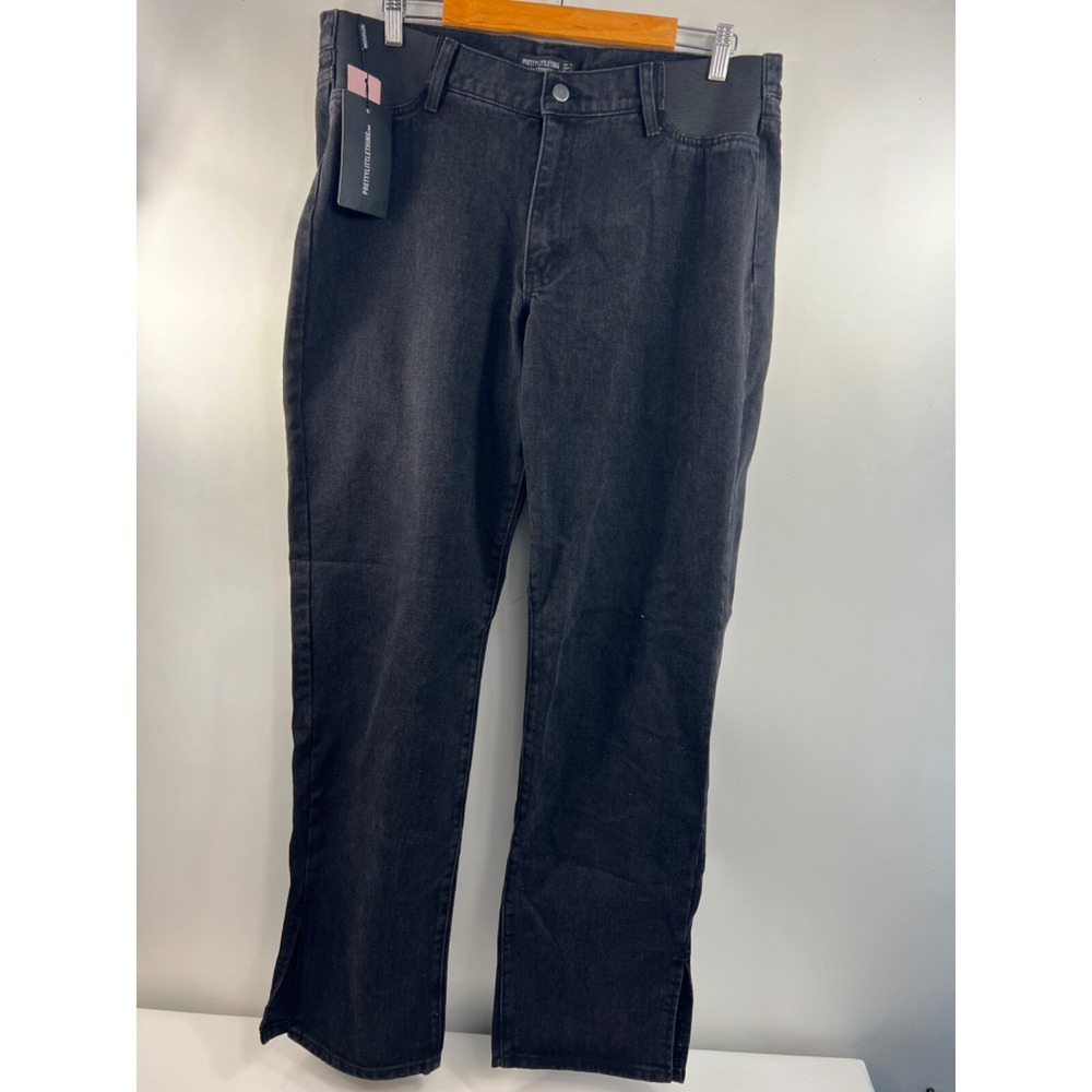 NWT PRETTY LITTLE THING Maternity Jeans Womens Size 12 Black Slit at Hem